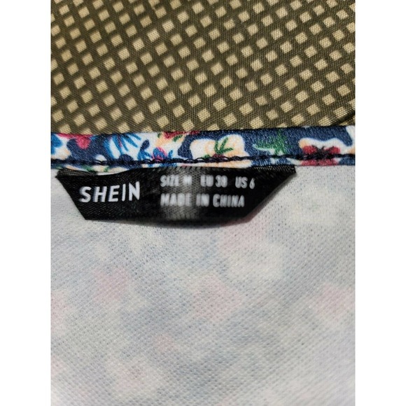 Shein Blue Floral Women's Polyester Long Sleeve Sweatheart Neck Casual Blouse - Picture 7 of 7